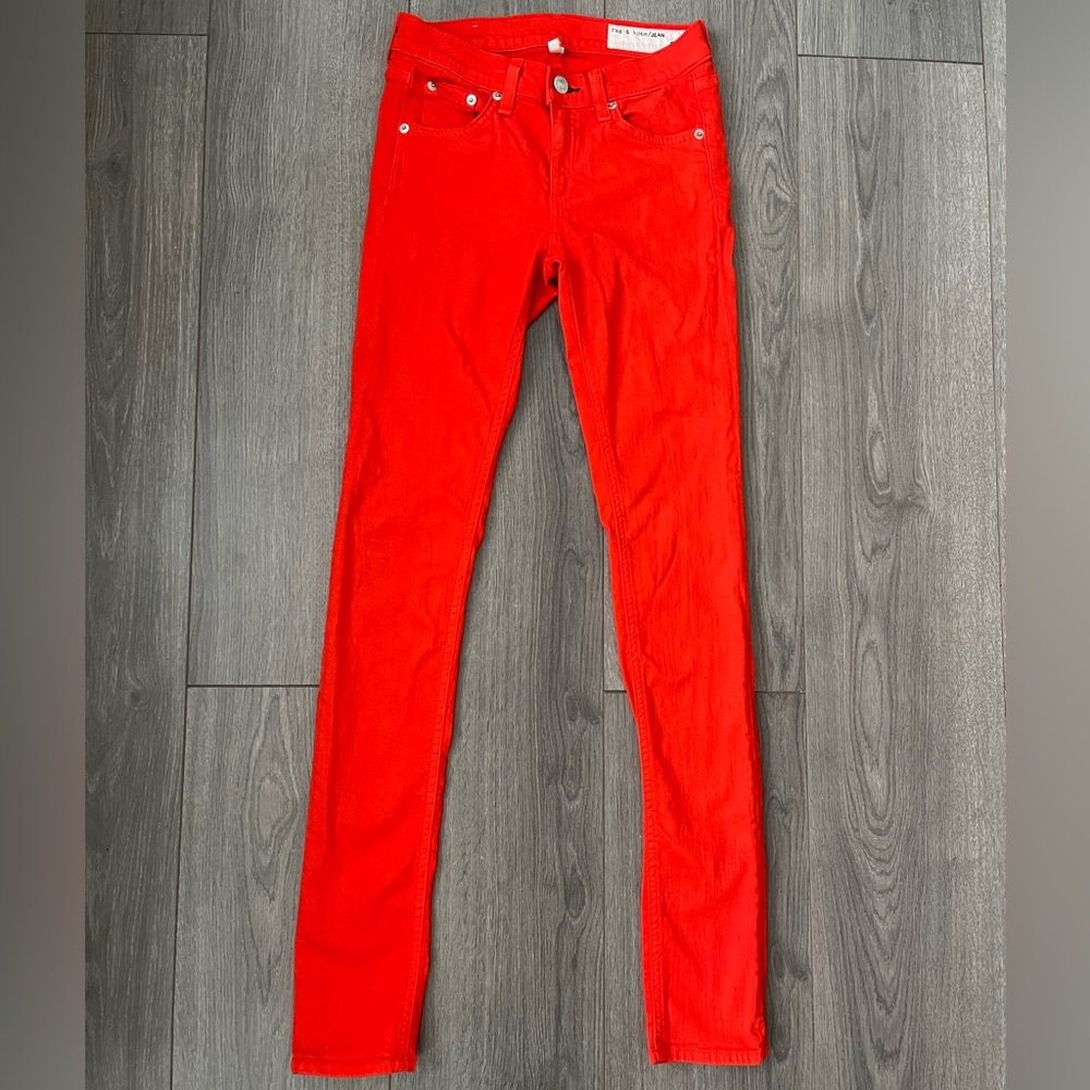 Rag & Bone Red/Orange Skinny Jeans Size 24